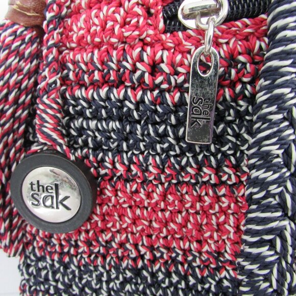 The Sak Boho Chic Crochet Drawstring Backpack Peace Sign - Picture 2 of 9